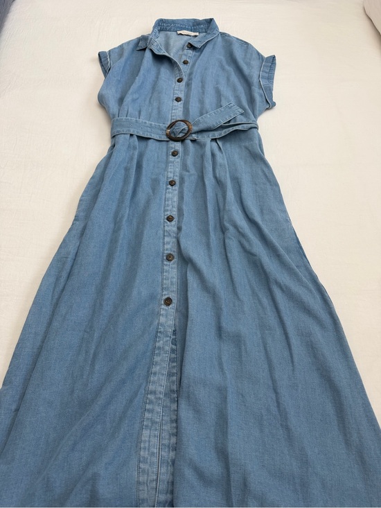 LOFT Dresses & Skirts - LOFT Light Blue Denim Maxi Shirt Dress with Belt